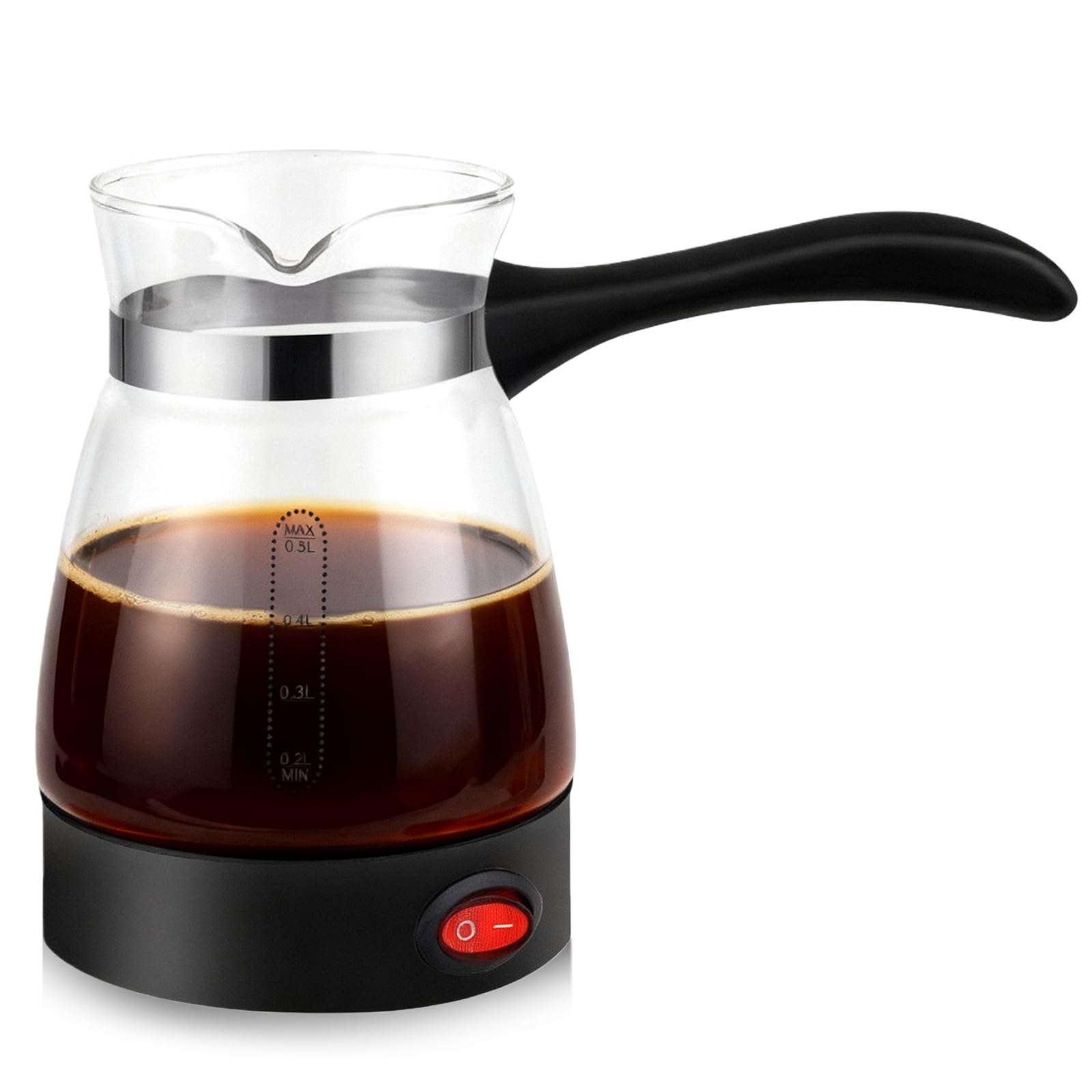 Elektrische Türkische Kaffeekanne 500 ml, Türkischer Kaffeekocher 500 W, Elektrische Kaffeemaschine mit Griff, Waschbare Mokkakanne für Türkischen Kaffee, Espresso & Tee, Für Zuhause, Büro & Camping
