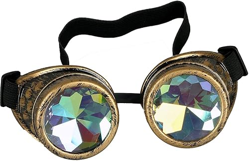Miniatura 2 de Gafas de caleidoscopio para Raves Trippy psicodélico Steampunk con lentes de cristal de difracción de prisma arcoíris