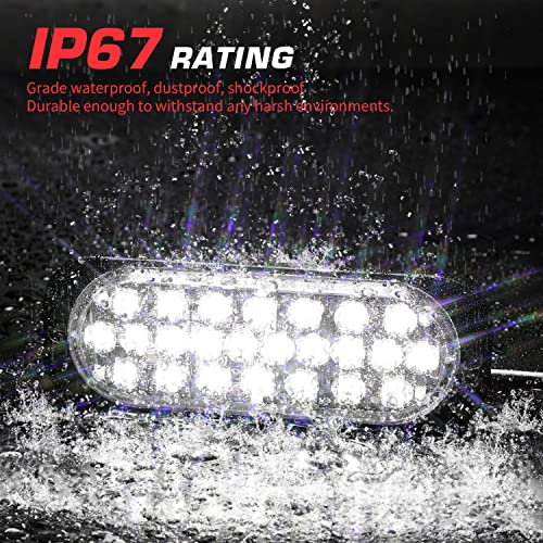 Linkitom White Oval Aluminum Housing Ultra Slim Reverse Trailer Tail Light Kit, 24-Led Back Up Tail Lights For Boat Trailer Truck Rv [Surface Mount] [Dot Certified] [Ip67] #TOP3