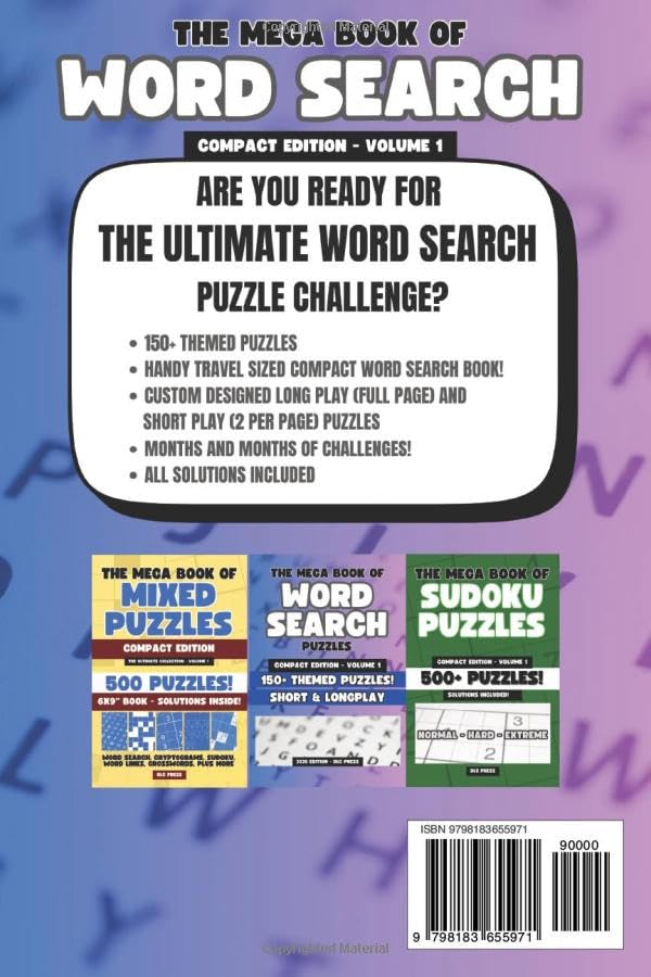The Mega Book of Word Search Puzzles Compact Edition Volume 1: The Ultimate Word Find Challenge: 150+ Puzzles | Long Play Full-Page & Short Play ... Seniors (Mixed Compact Puzzle Book Series) image 3