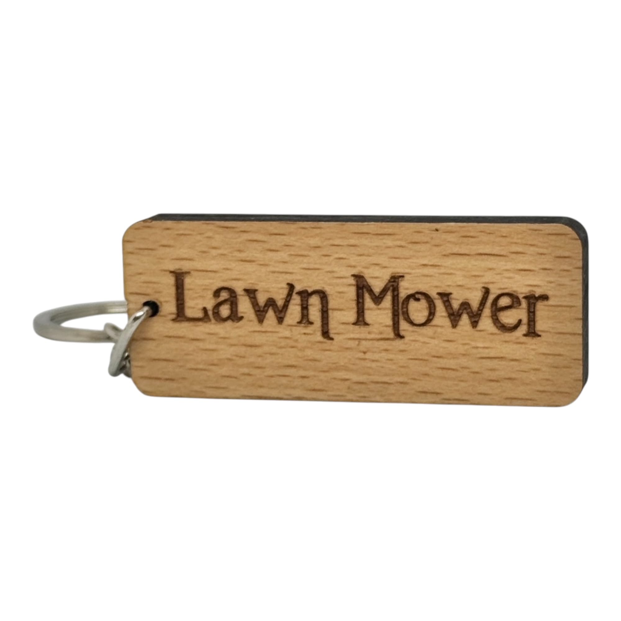 S M Gift Shop Brown Lawnmower Lawn Mower Engraved Wooden Keyring Keychain Key Ring Tag