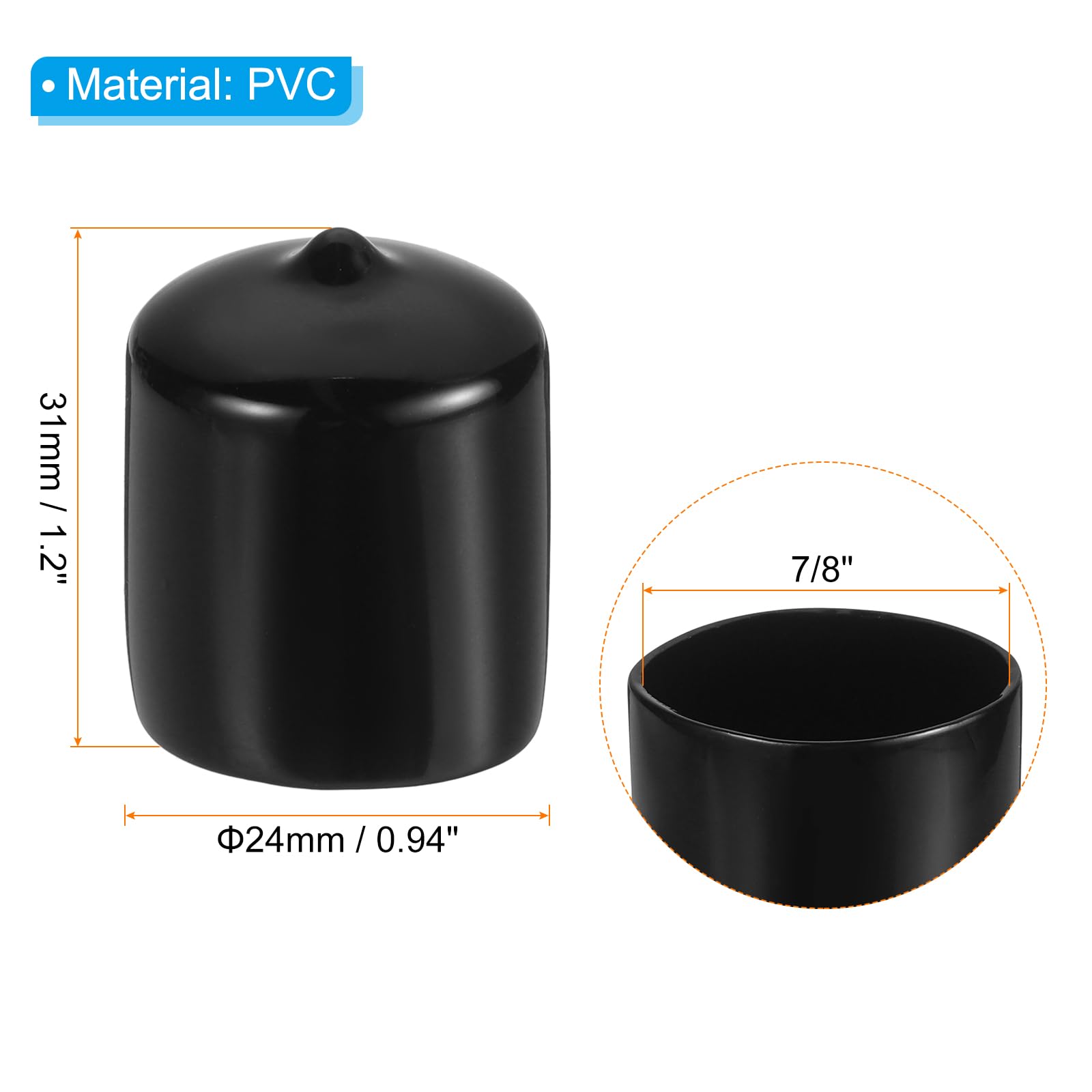 PATIKIL 7/8" ID Round Rubber End Caps - Image 2