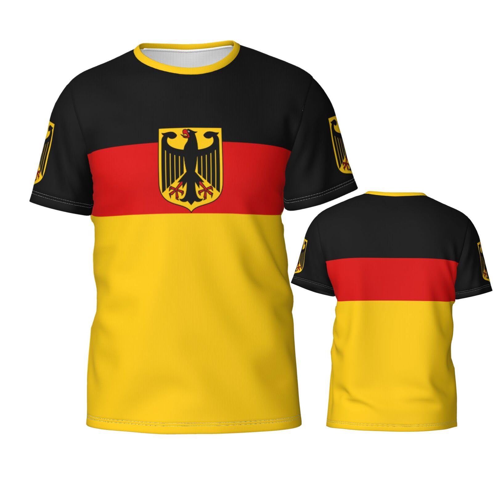 Pelnyc Unisex Multicolor Germany Flag German 3D Printed Patriotic T Shirt Tees Tops Sport Soccer Shirts