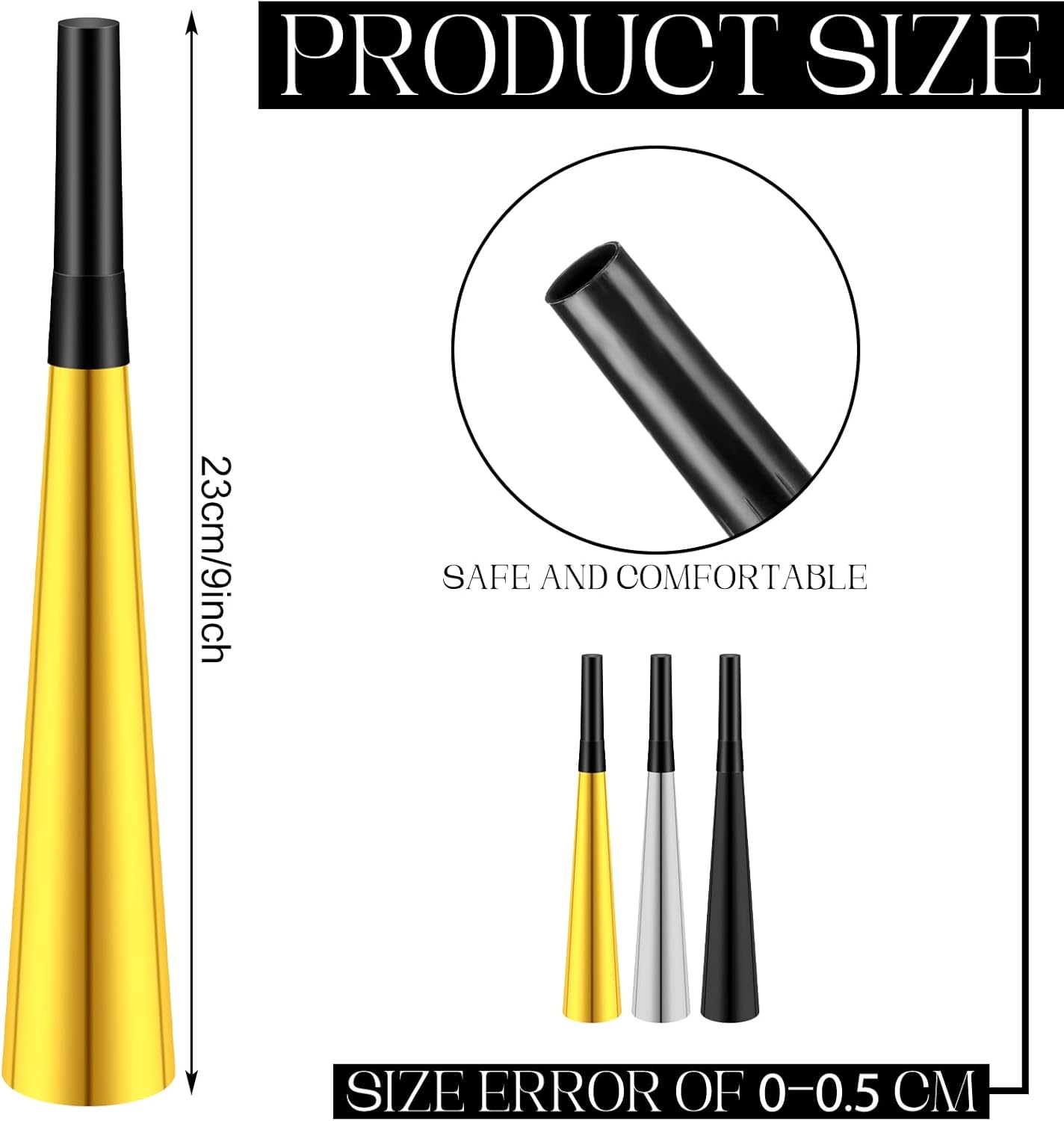 Syhood 36 Pcs 2026 New Years Party Horns Gold Black Silver Noise Makers Glitter Metallic Blowers New Year's Eve Party Favors Supply