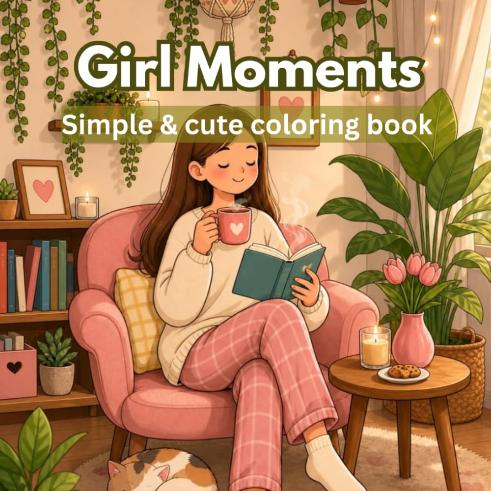 Girl Moments: Simple & cute coloring book