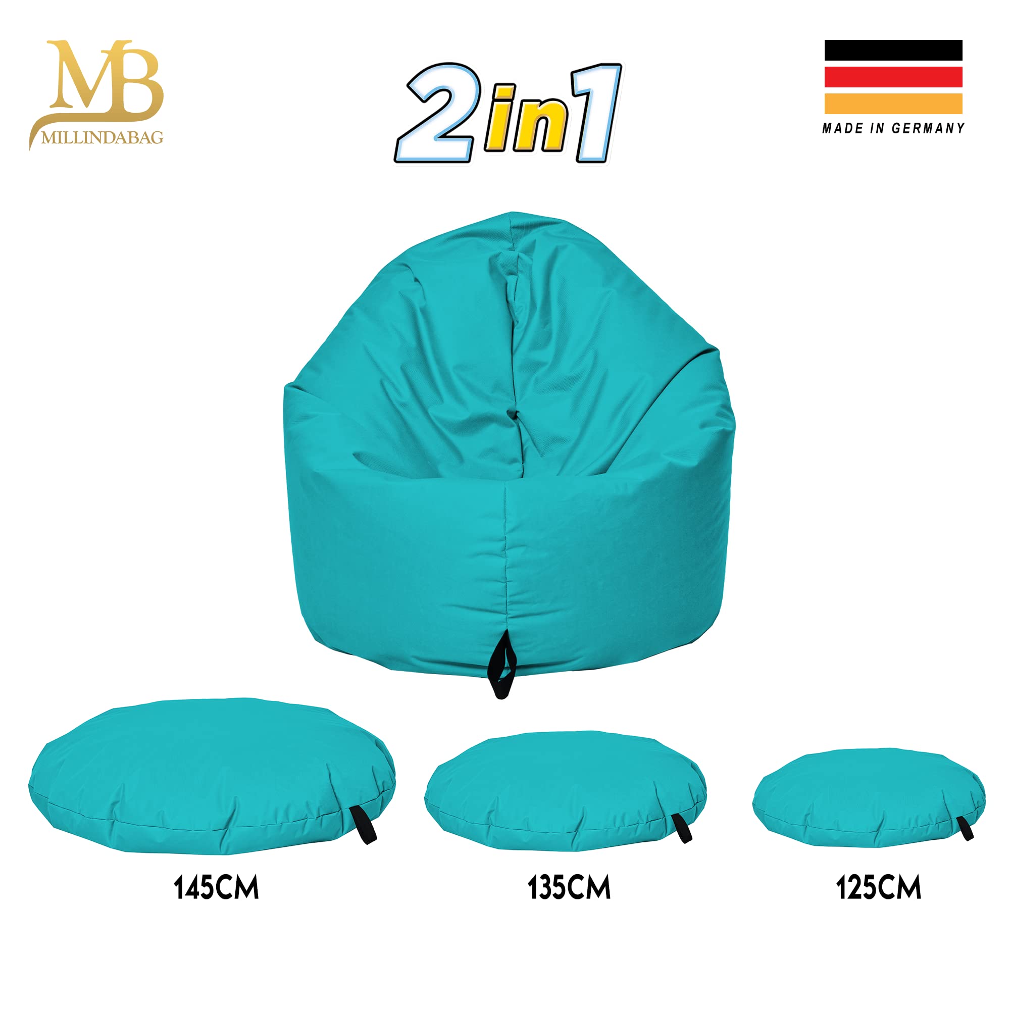 Sitzsack Beanbag Sessel für Kinder Jugendliche Erwachsene Indoor Outdoor Gaming Anthrazit 125 cm