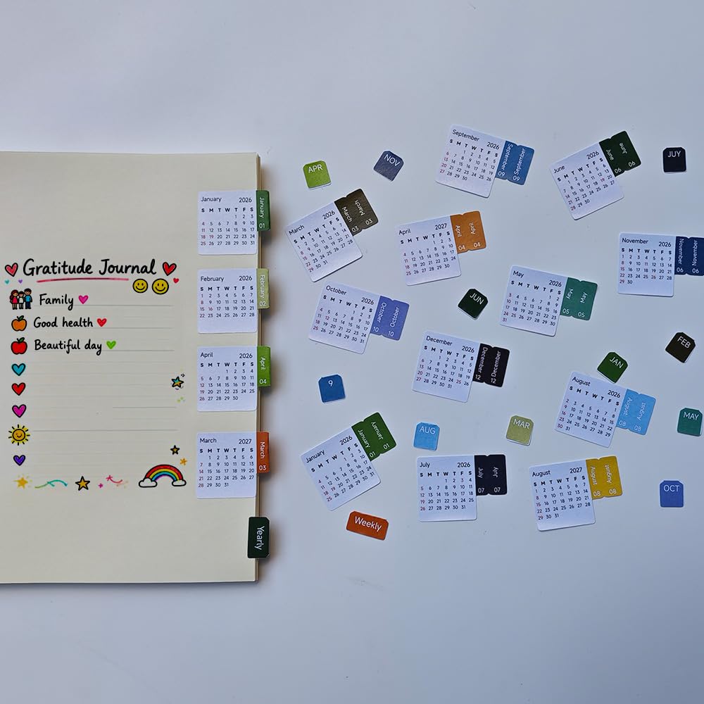 Calendar Stickers Planner Monthly Stickers Self Adhesive Index Tabs for Daily Planners & Journals, Work, School, or Home Management (Growth)
