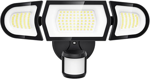 Miniatura 9 de Olafus Luz LED de seguridad de 100 W, sensor de movimiento, luz de inundación de movimiento del anochecer al amanecer, 9000LM súper brillante 6500K