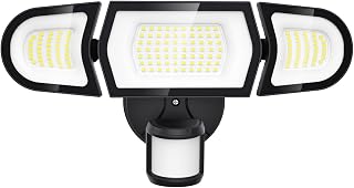 Olafus 100W LED Security Light Motion Sensor Outdoor Light, Motion Flood Light Dusk to Dawn, 9000LM Super Bright 6500K Exterior Motion Detector Floodlight for Garage Yard Porch Eave IP65, Black