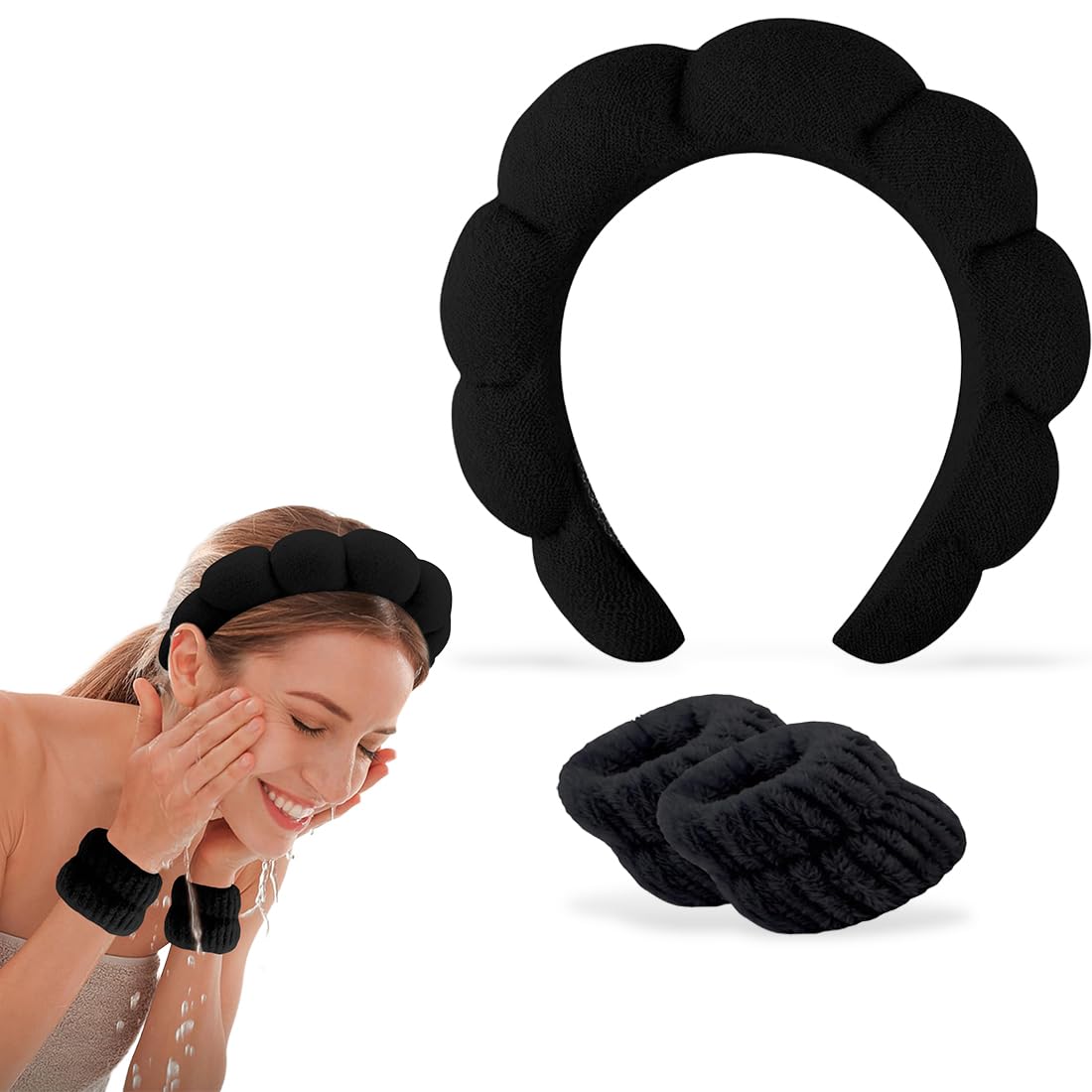 HomeSoGood 6 Fasce Per Capelli In Plastica Con Design A Onde - Antiscivolo, Unisex, Per Detergere Il Viso - 3