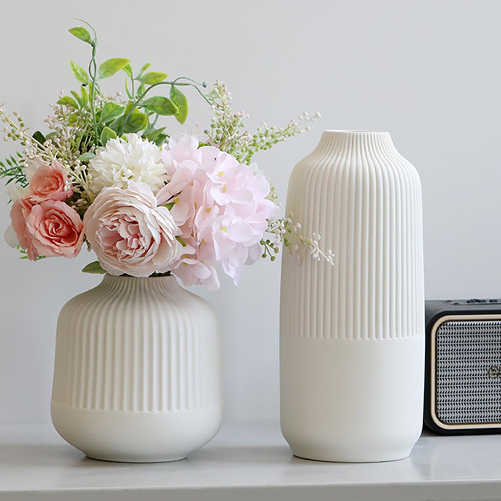Amazon.co.jp: セラミック花瓶セット 2 L マットホワイト 花瓶 ホーム