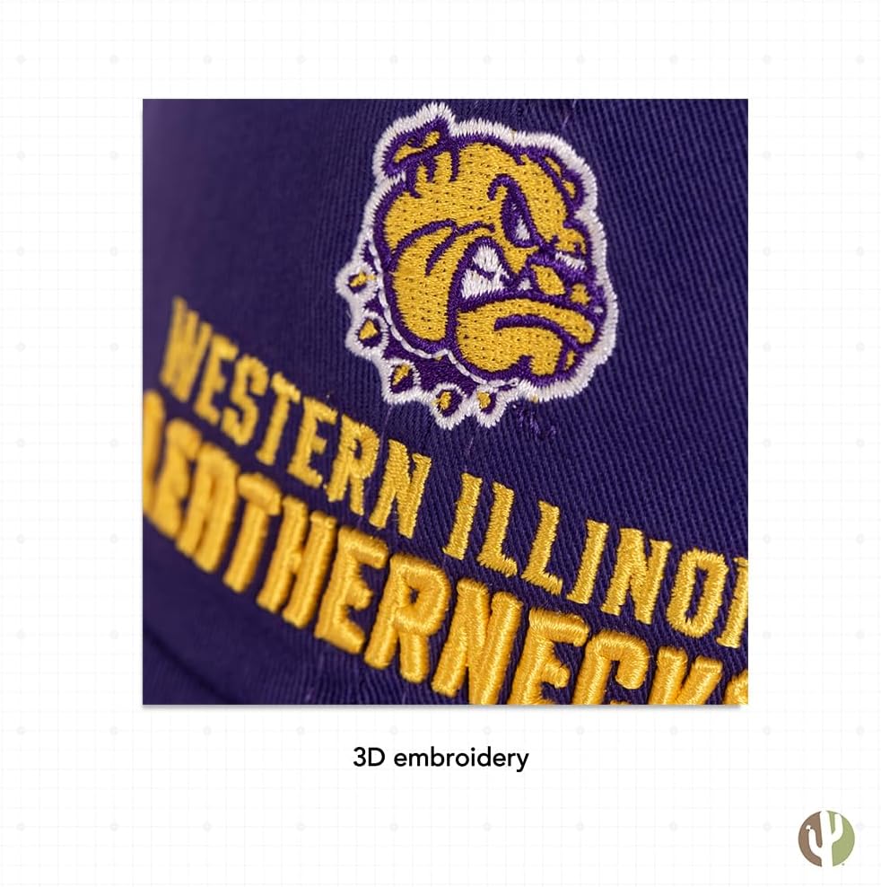Desert Cactus Western Illinois University Baseball Hat WIU Leathernecks Brimmed Embroidered Hats Cap Adjustable Cloth Strap Adult (Style A) Purple - Image 5