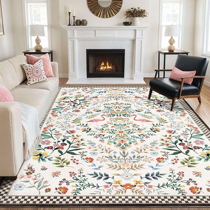 Tapis de salon doux anti-glisse pour éviter les chutes et tapis lavable facile à nettoyer