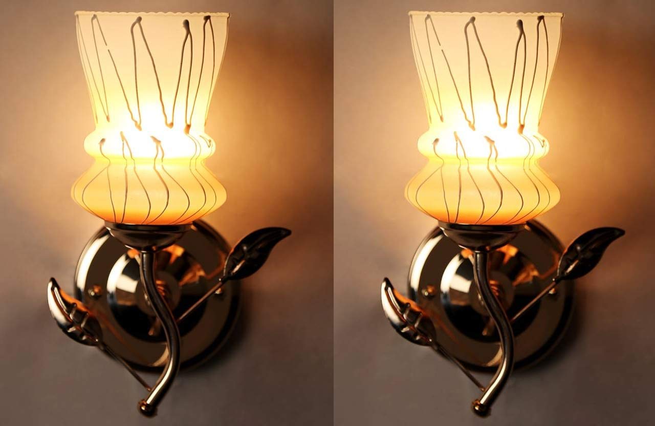 Zsquarehp Wall lamp/Wall Light Decorative for Living Room Bedroom Living Room and All Home Décor Golden Surface Mounted Classic Sconce with New Styles Antique Lamp Shades Set of 2