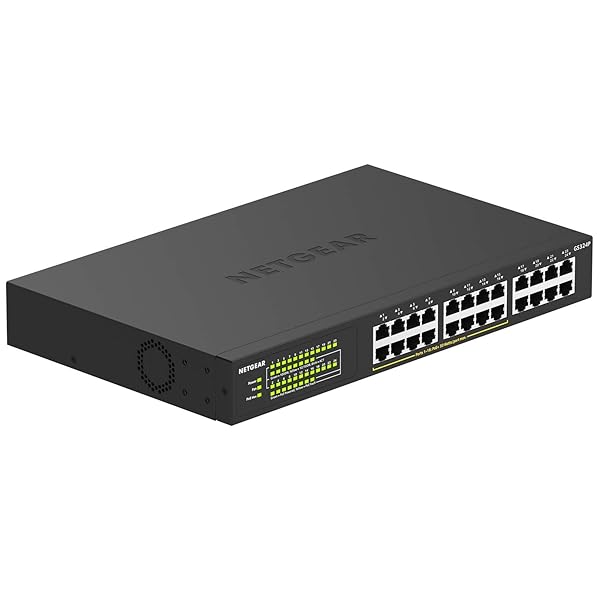 NETGEAR 24-Port PoE+ Gigabit Ethernet Unmanaged Essentials Switch (GS324P) - with 16 x PoE+ @ 190W, Desktop or Rackmount