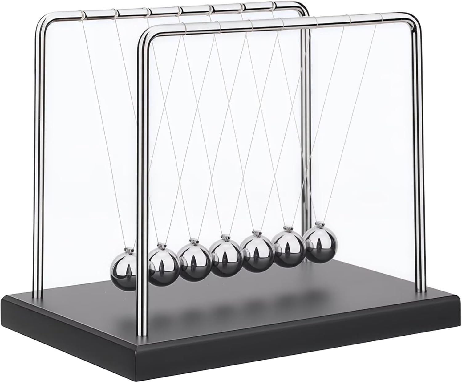 Newton's Cradle Pendulum with 12 Balance Balls, Kinetic Motion Science Gadget, Wooden Base Desk Decor for Office & Home, Educational Physics Model