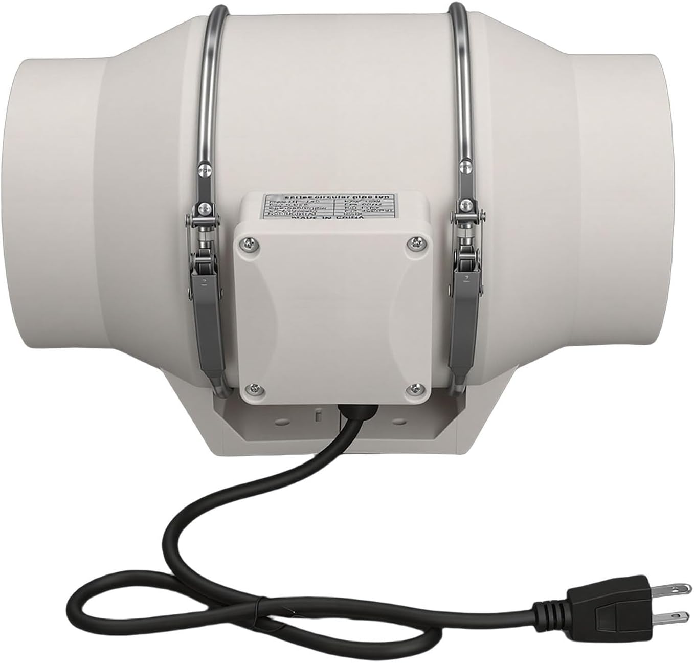 Eujgoov Pipeline Fan, 6in Duct Vent Fan Airflow with Copper Wire Motor, for Bathroom Kitchen Grow Tent Hydroponics (US Plug)