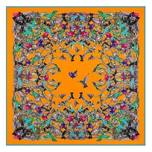 AHUIOPL 100% Twill Seta Donna   Marca Cavallo Piuma indiana Foulard quadrata Echarpe Donna Scialle grande formato Hijab, 22
