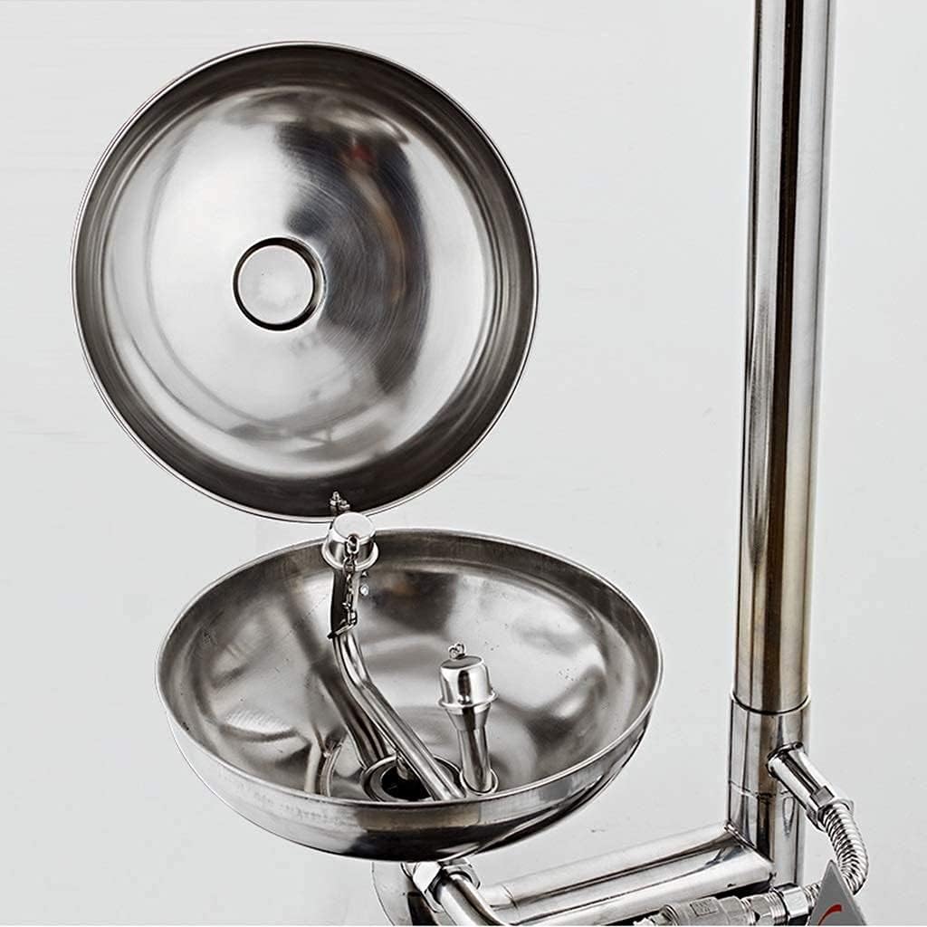 Station Stainless Steel Emergency Eyewash Antifreeze with Flip Lid Dust Cover Manual Draining Valve Compound Shower Combination Eye Washer