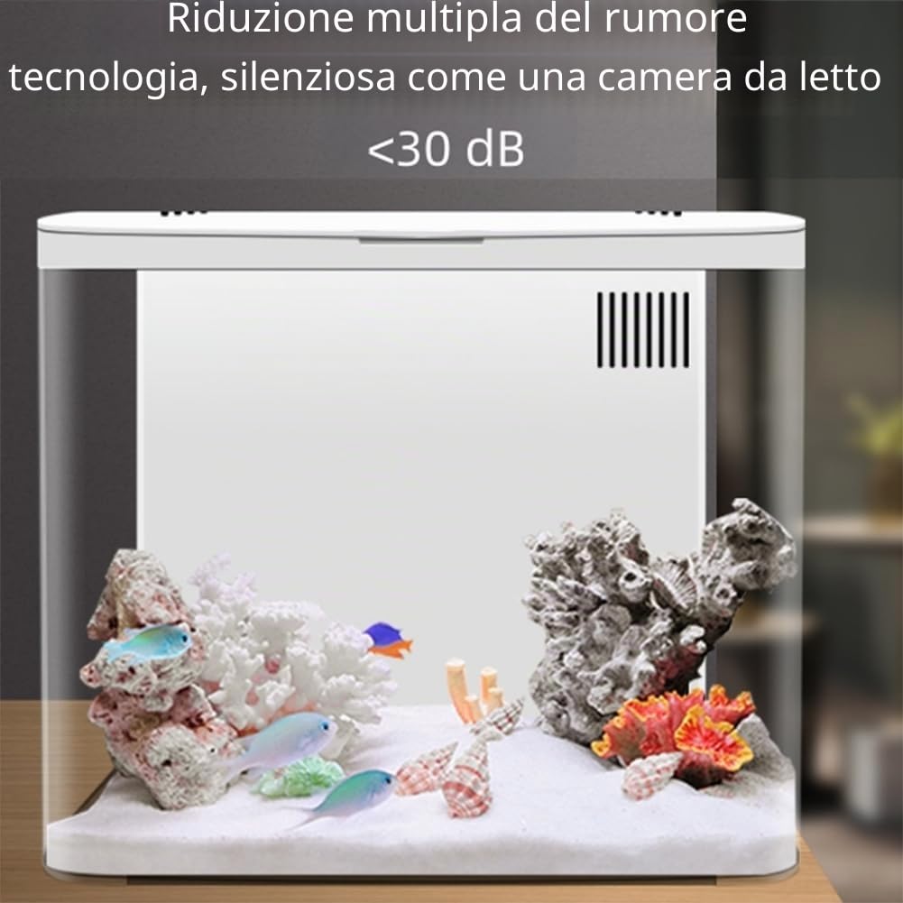 Kit di Avvio Acquario per Pesci Compatto con Luci LED Regolabili e Triplo Sistema di Filtro, Adatto per Pesci Betta, Gamberetti e Piccole Creature Acquatiche (bianco)