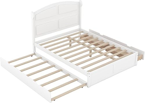 Miniatura 123 de Cama de plataforma de madera de tamaño individual con cabecera en forma de casa, soporte de listones de madera, para dormitorio de niños, niñas,