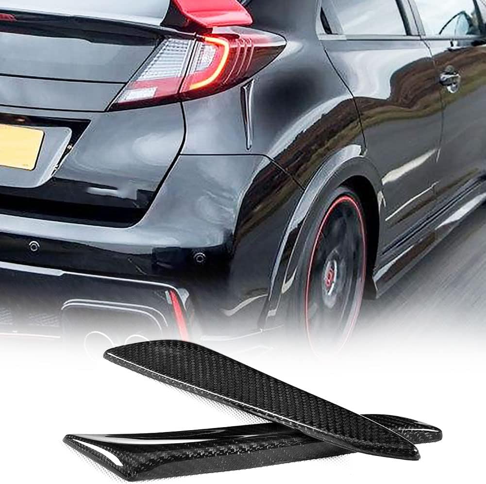 Carbon Fiber Rear Bumper Fins fit for Honda Civic Type R Hatchback 4-Door 2015-2016 Rear Bumper Fender Scoop Spoiler Canard Trims