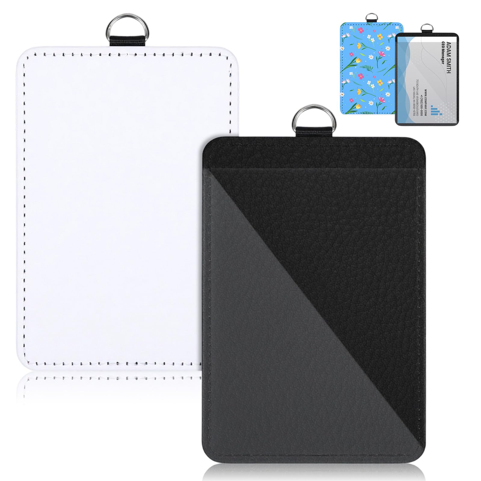 2-Pack Blank ID Badge Holders for Sublimation - Waterproof PU Leather Heat Transfer Ready Card Blanks for Custom