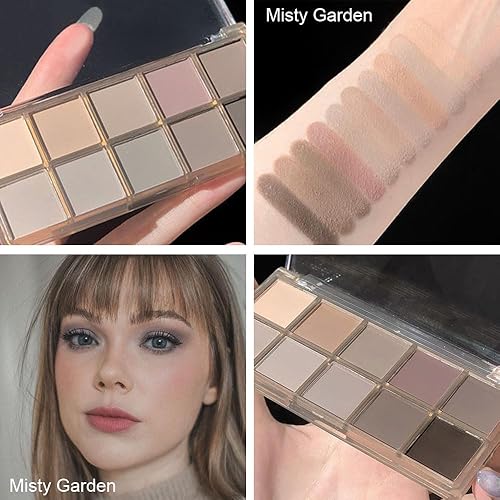 Miniatura 5 de evpct Paleta de sombra de ojos mate de 10 colores para mujeres mayores, marrón nude, rosa, cacao, gris topo, malva, crema mate neutra, ahumado, mini