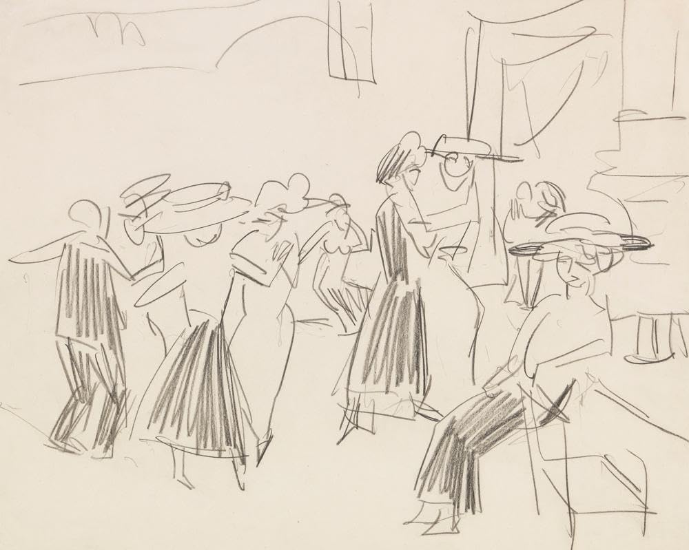 ArtDirect Ernst Ludwig Kirchner 24x20 Gold Ornate Framed and Double Matted Museum Art Print Titled: Tanzcafe (1910)