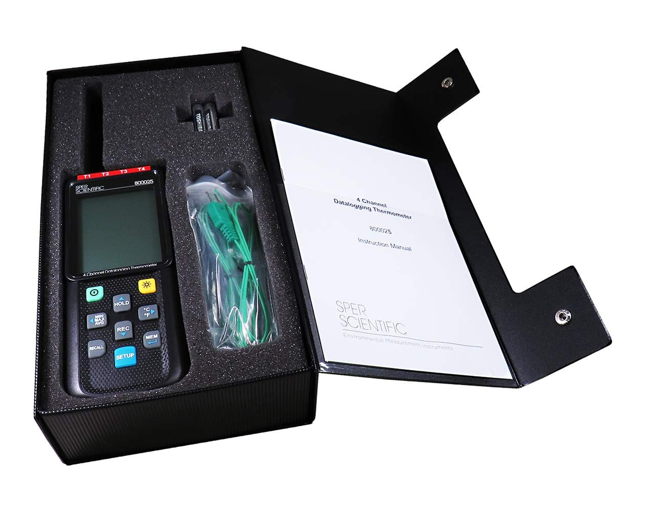 Sper Scientific Bluetooth 4-Channel Datalogging Thermometer 800025 - Type K, J, E, or T, High Accuracy Thermocouple Temperature Monitor with Wireless Data Transmission & Backilit LCD - 2 pc
