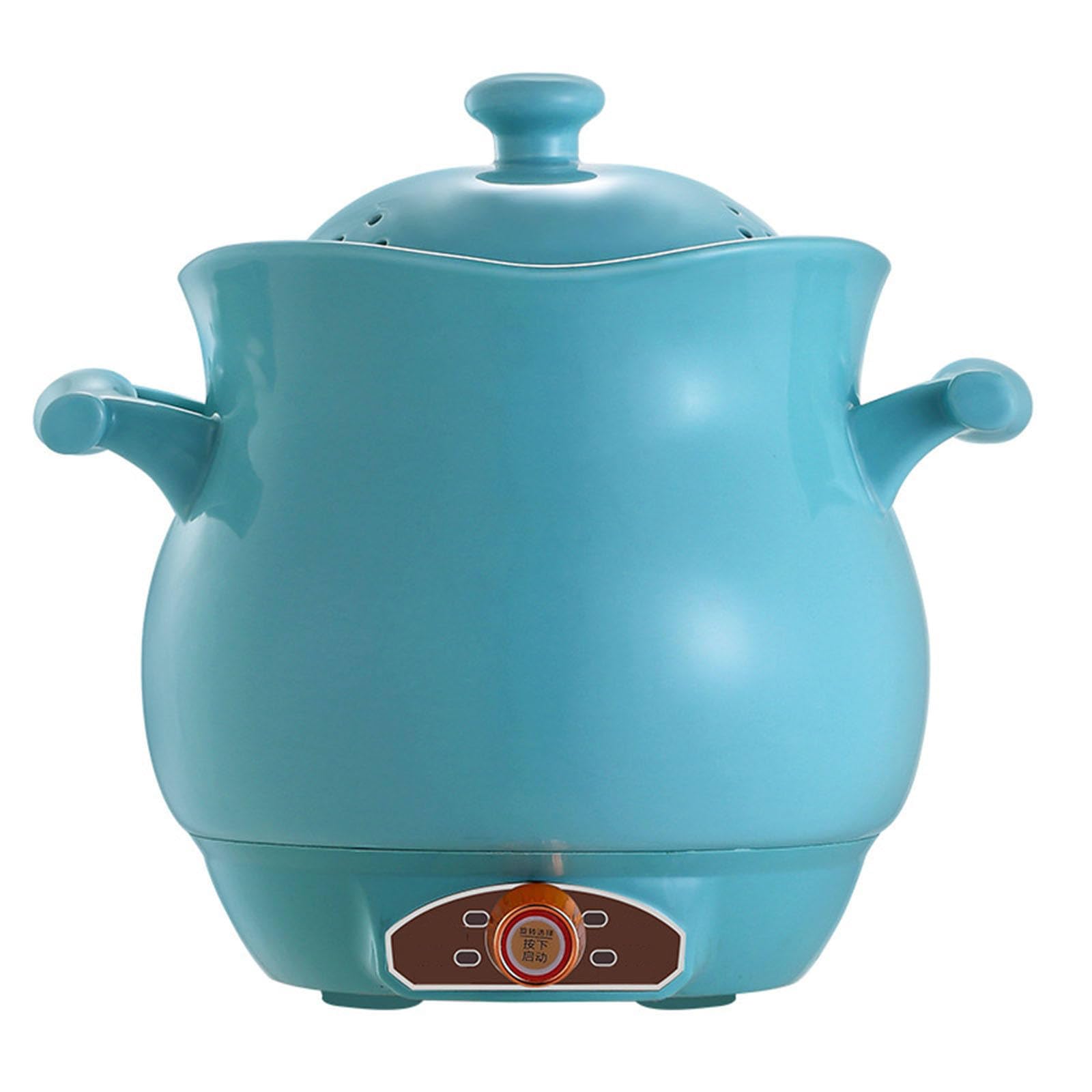 Olla eléctrica para estofado para uso doméstico, sopa y papilla, olla de cerámica totalmente automática, artefacto de salud, calefacción eléctrica multifunción,Blue-3L