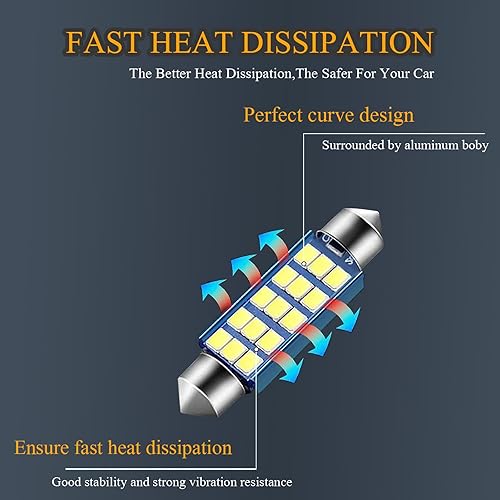 Miniatura 4 de Pack-4 578 Bombillas LED extremadamente brillantes, 1.59" 6500K 2835 Chipsets 400LM Bombillas para LED Interior Domo Mapa Luces de Puerta 211-2