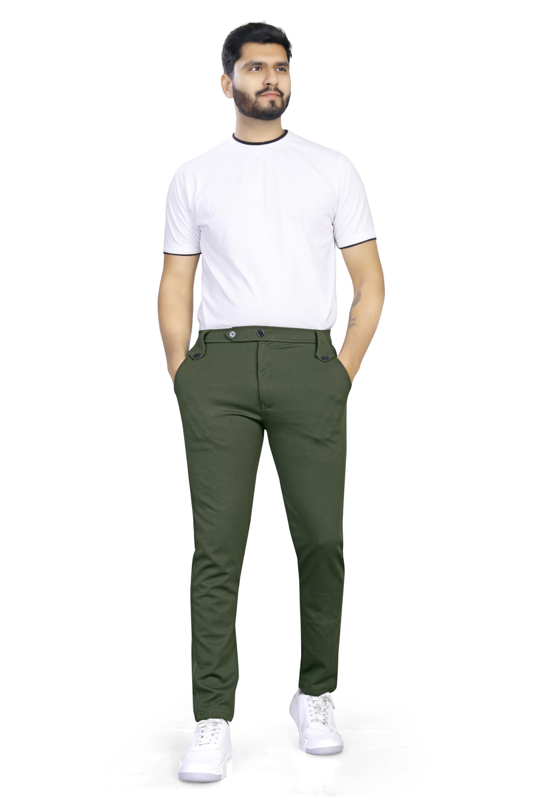 THR FASHION Men's Lycra Solid Lycra Slim Fit Stretchable Casual Wear Comfortable Formal Trousers Pants