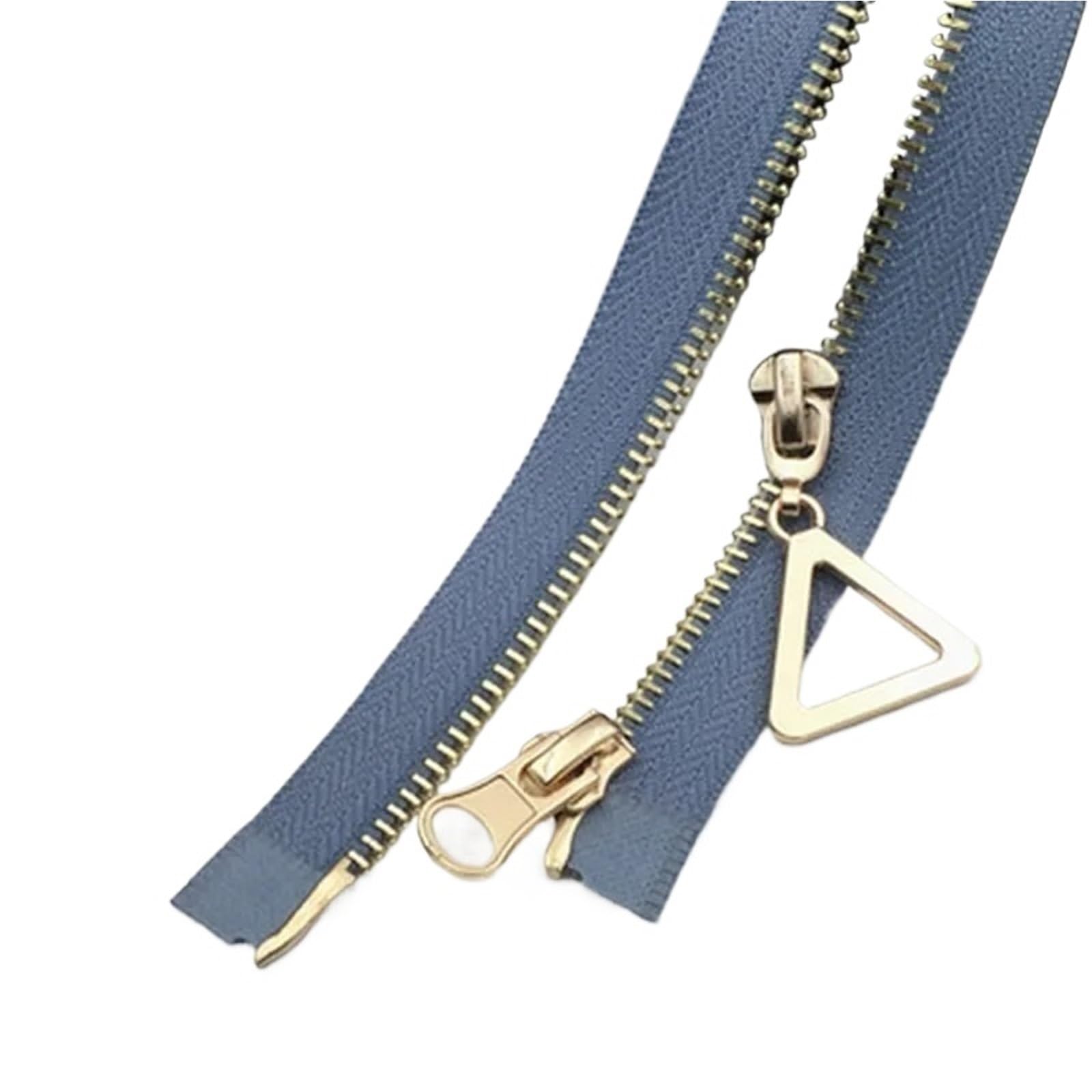 1 pz 80/100/120 cm cerniera in metallo con blocco automatico 5# cerniere a doppio cursore per Jacket Cucire Cappotti Giacca(Color 31,100cm)