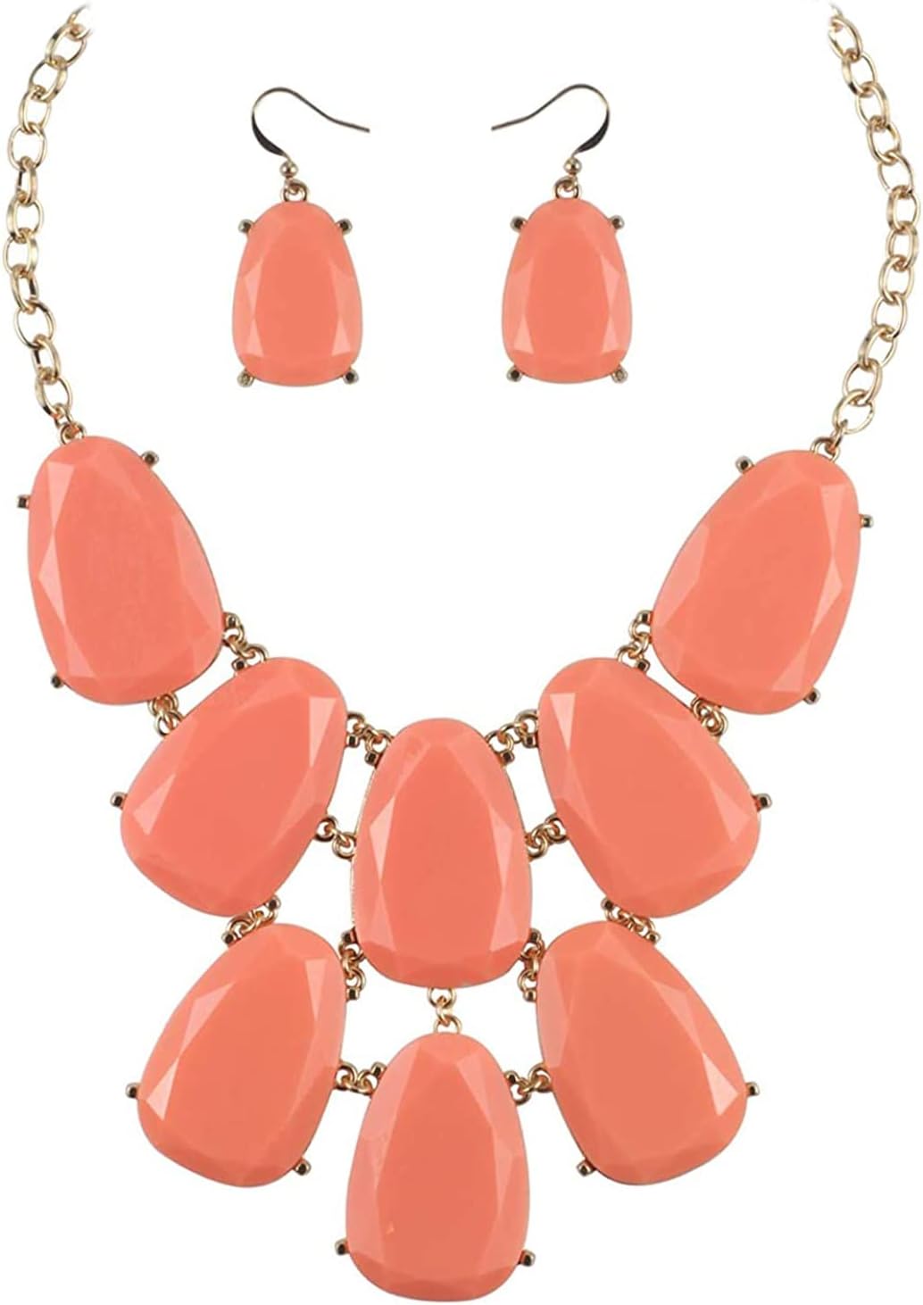 Chunky Bubble Statement Collar Necklace with Earrings for Women