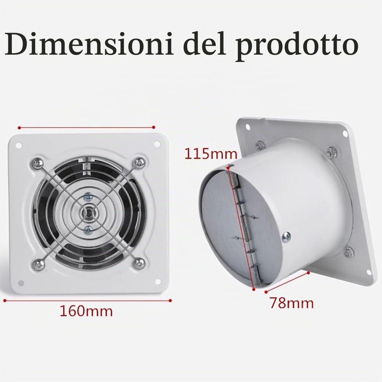 ICEMOB Estrattore Aria 120Mm,Ventola Aspirazione Cucina 450 M³/H,Aspiratore Bagno con Valvola di Ritegno,Griglia Metallica,per Corridoio/Ufficio/Lavanderia/Negozio