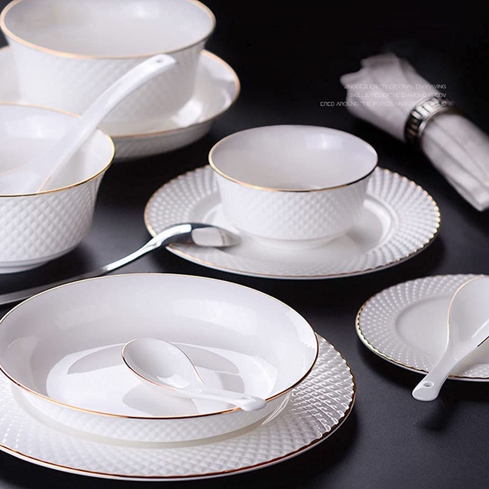 60-częściowy zestaw obiadowy z porcelany kostnej, luksusowy zestaw ceramiczny Phnom Penh, serwis dla 12 osób, prezent domowy, impreza rodzinna