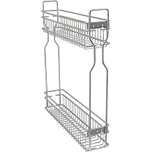 2-Tier Side Pull-out Basket Wire Slide Out Shelf Storage Cabinet Organizer, Iron Pull Out Spice Rack, Heavy Duty Sliding Seasoning Kitchen Pantry Sliding Vertical,Left Installation-150mm Cabinet
