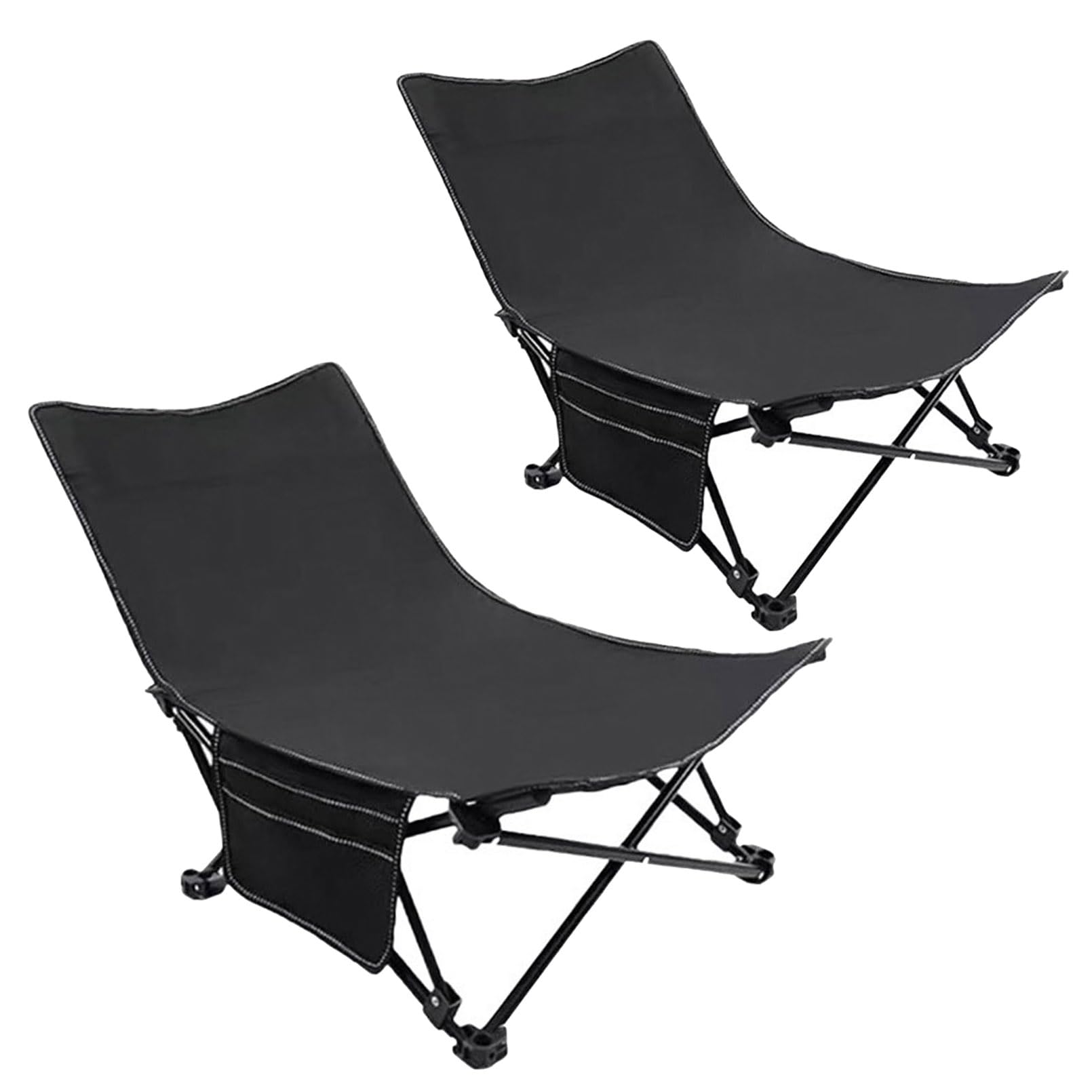 Sedia pieghevole da campeggio, confezione da 2, sedia da salotto leggera e portatile, con schienale alto e tasca laterale, per pesca, spiaggia, picnic, prato e sport