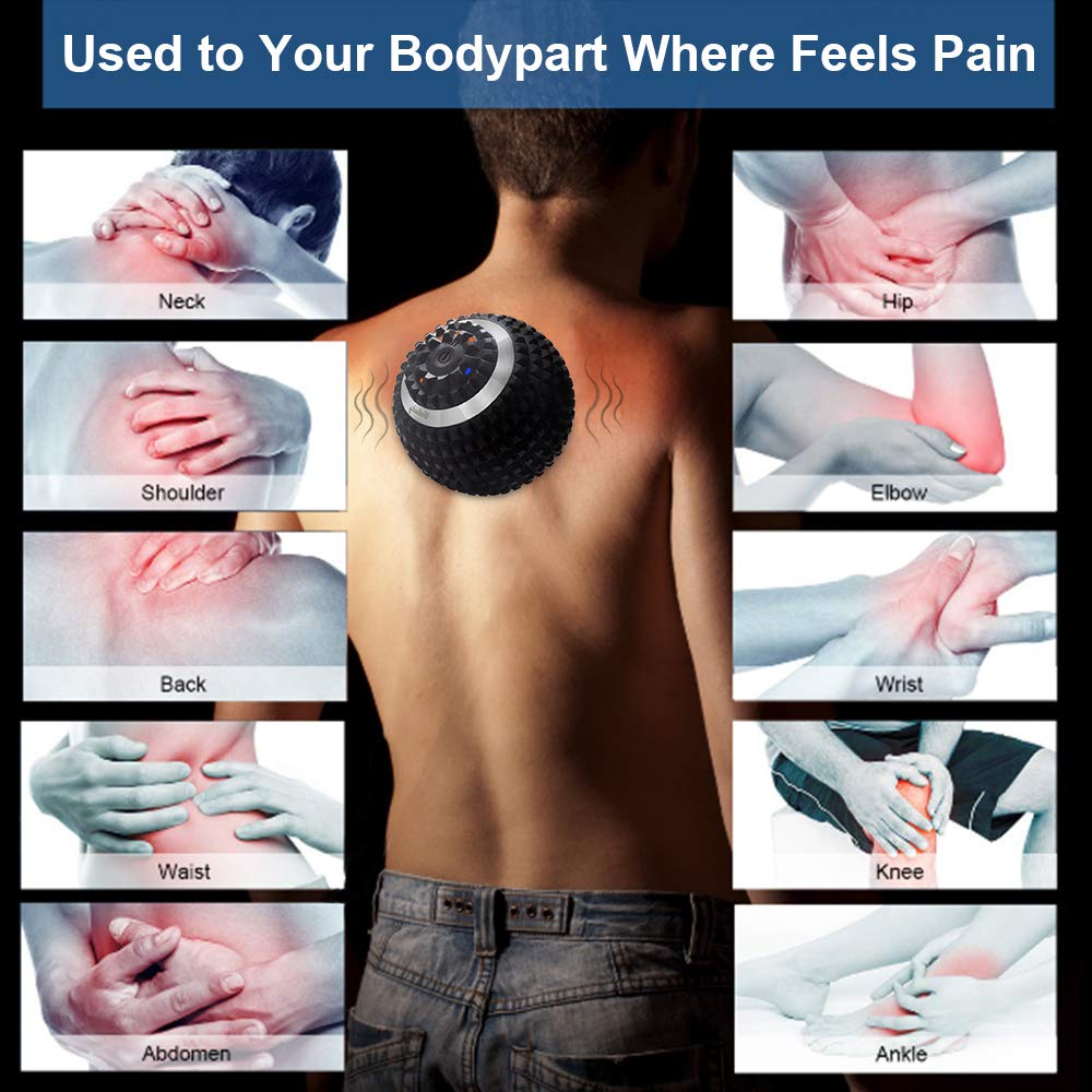 Elektrisch Massageball vibrierender Massageball Faszienball zur Selbstmassage für Muskel und Plantar USB Wiederaufladbar Schmerzlinderung Muskelspannung
