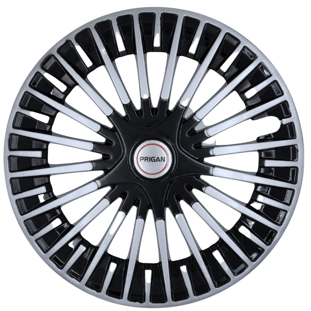 PRIGAN 14 Inch Universal Black Silver Wheel Cover/Cap for All 14 Inch Cars (Size 14 Inch) (Set of 4 Pcs) (Press Fitting) Model- Acura REV 14-image-40