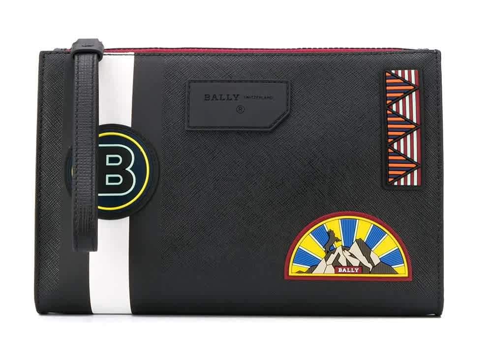 Bally Skid Men's 6231800 Black Coated Canvas Clutch Bag