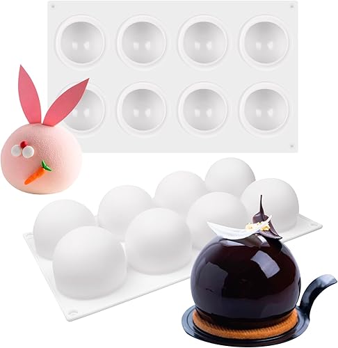 Molde de Silicona para Pastel Esférico, Moldes de Pastel Mousse de Bola 3D para Hornear, Moldes de Postre Francés de Chocolate Fondant para Dulces