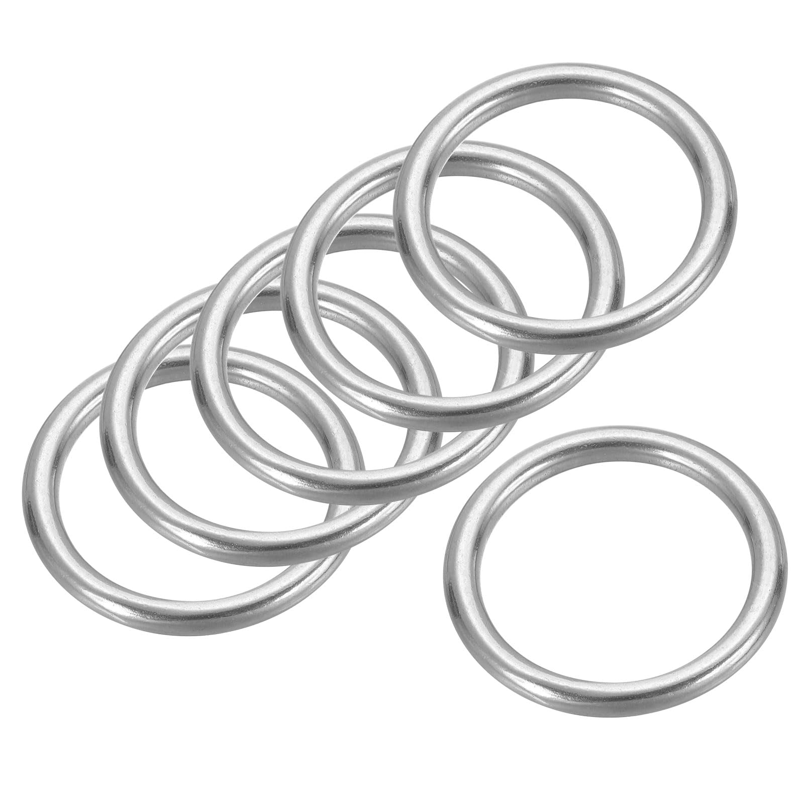 PATIKIL 6 Pcs Metal Rings 1.4 Inch 316 Stainless Steel Rings Marine Grade Multi-Purpose O Ring Welded Round Ring for Macrame DIY Crafting