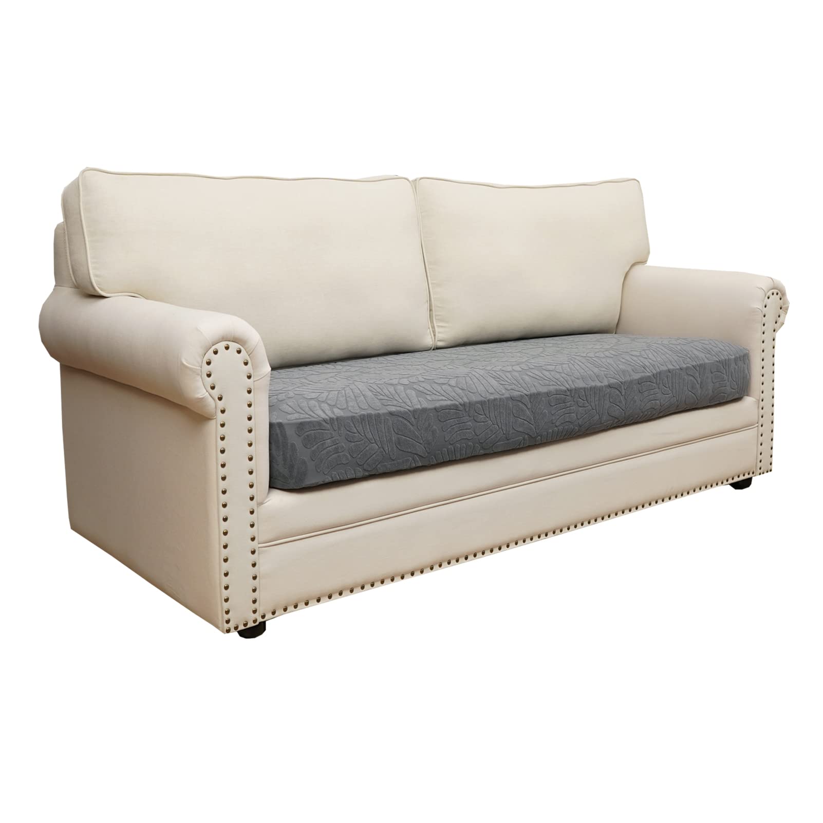 Eismodra Couch Covers for 2 Cushion Couch Sofa Stretch Sectional Couch Cover for Dogs Pet L Shaped Sofa Slipcovers 3 Cushion Seat Leather Furniture Protector,Gray Length 37-53 inches (Only 1 Piece)