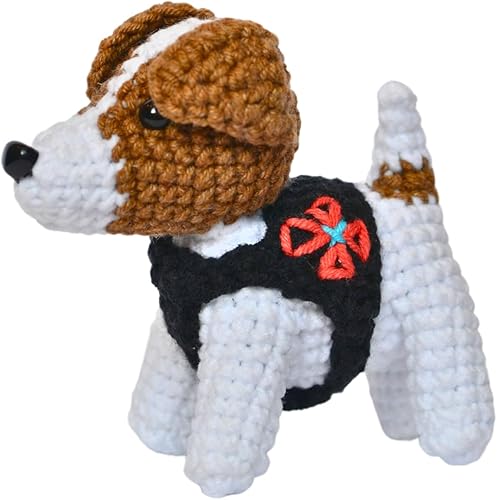 Patron Dog Minesweeper - Juego de animales de peluche de ganchillo hecho a mano, perro patrón de punto soldado ucraniano, decoración suave de felpa