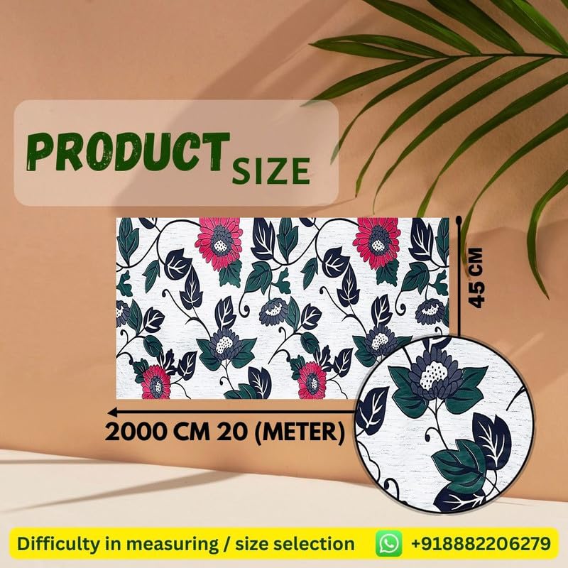 Image of Anti-Slip Kitchen Shelf Liner - 20 Meter Roll, Waterproof Multipurpose Mat for Fridge, Cabinet, Drawer, Trolley & Bathroom - Easy to Cut Floral Blue Print (White)