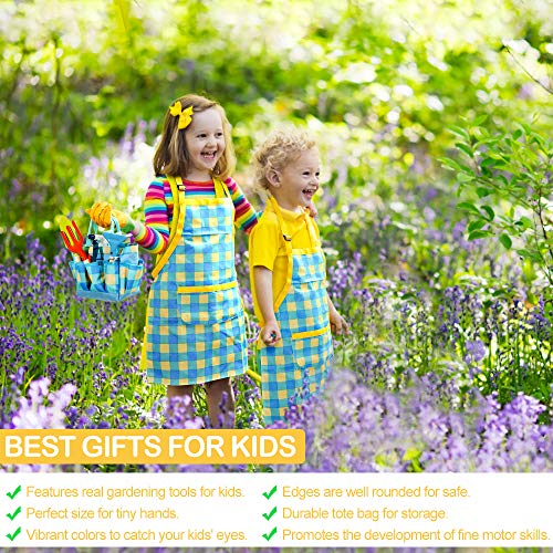 Kids Gardening Set - Kids Gardening Tools Set Colorful Children Garden Tools Fun STEM Toys with Watering Can, Gloves, Shovel, Rake, Trowel, Storage Bag, Apron, Sprayer - Gifts for Boys and Girls