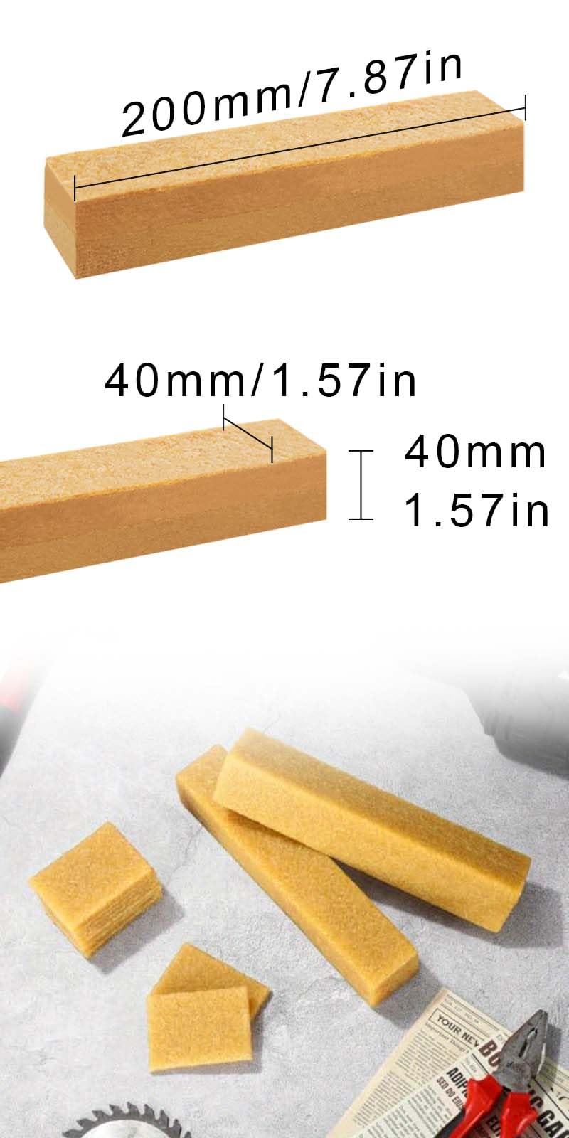200 x 40 x 40MM,carta vetrata in gomma, bloccodipulizia, bloccodicartavetrata, blocco di pulizia del nastro abrasivo, cartavetrata, per la pulizia di nastri abrasivi e carta vetrata