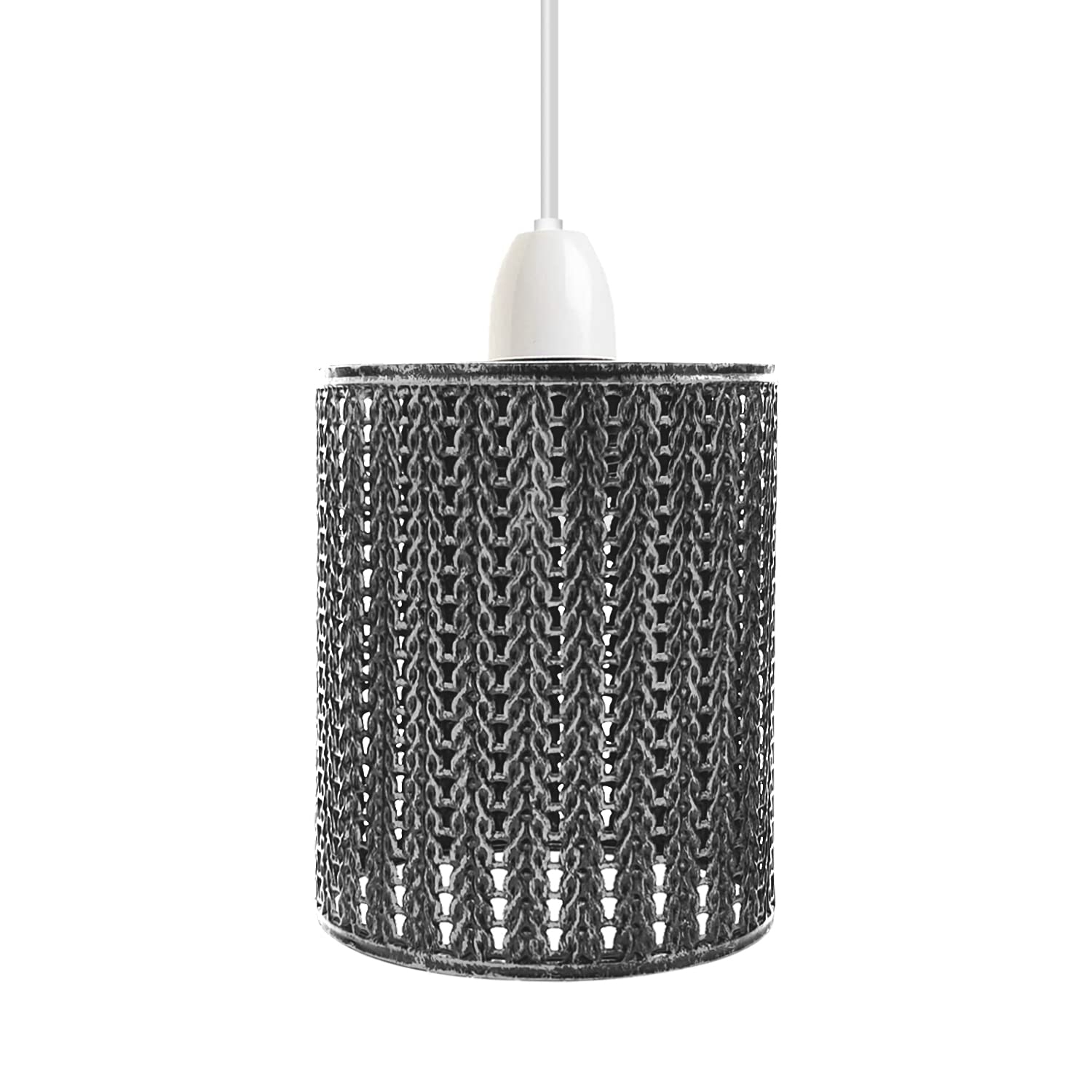 Drum Cage Metal Ceiling Light Shade Easy Fit Lamp Shade Wire Cages for Pendant Light (Brushed Silver)